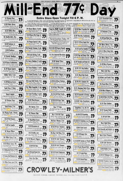 Crowleys - 1930 - Lots Of 77 Cent Coupons (newer photo)